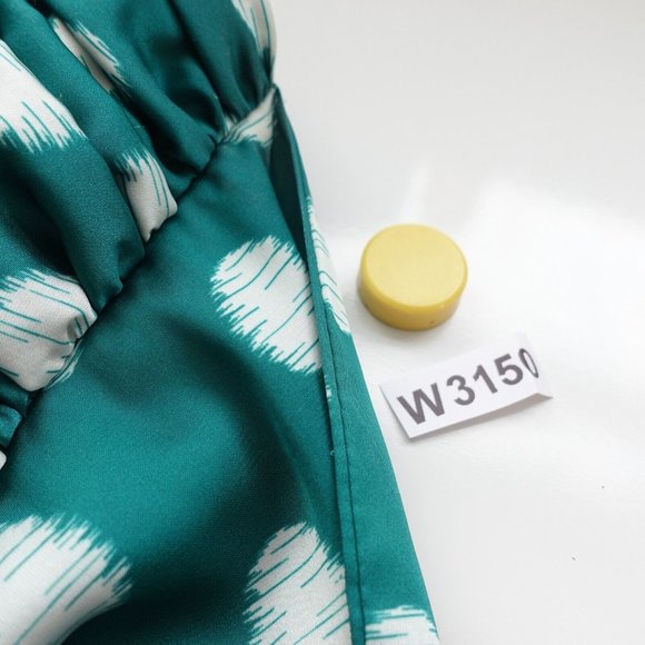 Cocktail Crop Top Small Polka Satin Pleated Ruched Stretch Green Bandeau HUTCH 4 - Picture 9 of 9